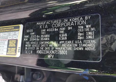 2022 Kia Soul Lx z USA, uszkodzony, nr VIN KNDJ23AU0N7178801